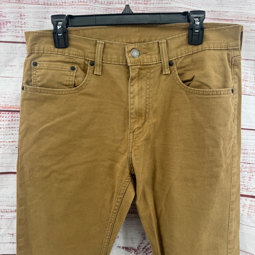 Levis 502 Regular Taper Jeans Mens 32x30 Brown Cotton Stretch Chino Pants - Picture 2 of 11